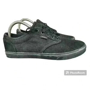 Vans Off The Wall‎ Low Top Lace Up Skate Shoes Women 7.5 Triple Black Sneakers